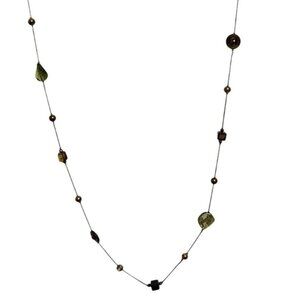 Vintage Beaded Necklace Unique Green Brown Purple Glass Beads Fashion Jewelry